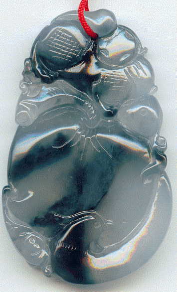 back view of large jade pendant