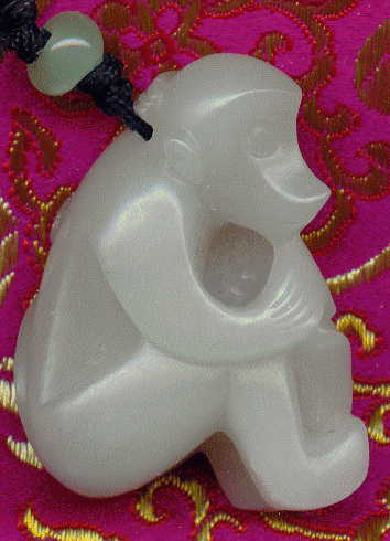 jade monkey pendant or ornament, right side