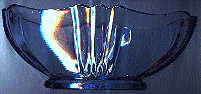art deco pale blue glass rose bowl, side view