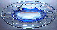 art deco pale blue glass rose bowl: frog,viewed from top