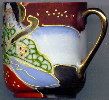 japanese porcelain handpainted cup showing japanese lady
