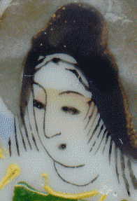 japanese saucer: closeup of lady's face