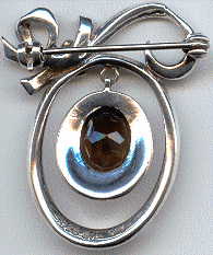 back of silver marcasite brooch, showing safety catch