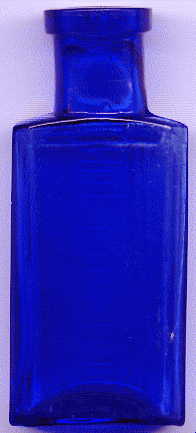 tiny bristol blue rectangular victorian ntbt poison bottle: back view